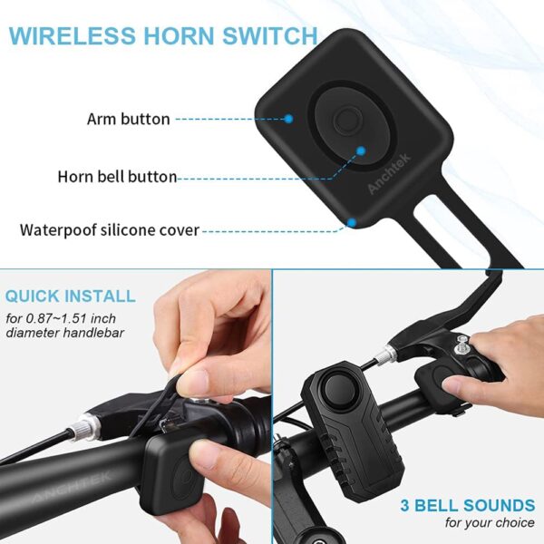 Bike Alarm Waterproof Wireless Remote Control Bicycle Security Alarm - 113dB Anti-Theft Protection for Motorcycles and Electric Cars - Image 5