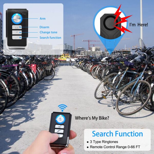Bike Alarm Waterproof Wireless Remote Control Bicycle Security Alarm - 113dB Anti-Theft Protection for Motorcycles and Electric Cars - Image 2