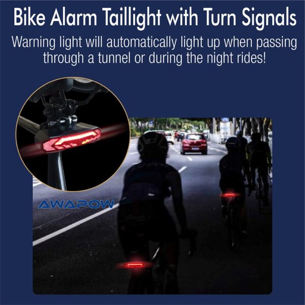 Bike Alarm Taillight USB Rechargeable LED Waterproof Theft Protection with Automatic Induction - Image 2