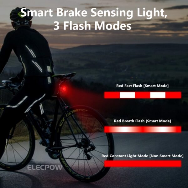 Bike Alarm A8Pro Wireless Remote Control Rear Brake Sensing Light with USB Charging and Horn Function - Image 5