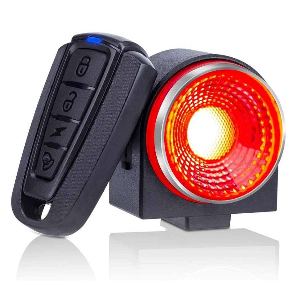 Bike Alarm A8Pro Wireless Remote Control Rear Brake Sensing Light with USB Charging and Horn Function
