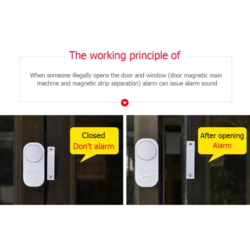 Door And Window Sensor Wireless Magnetic Sensor Security Alarm System for Doors and Windows