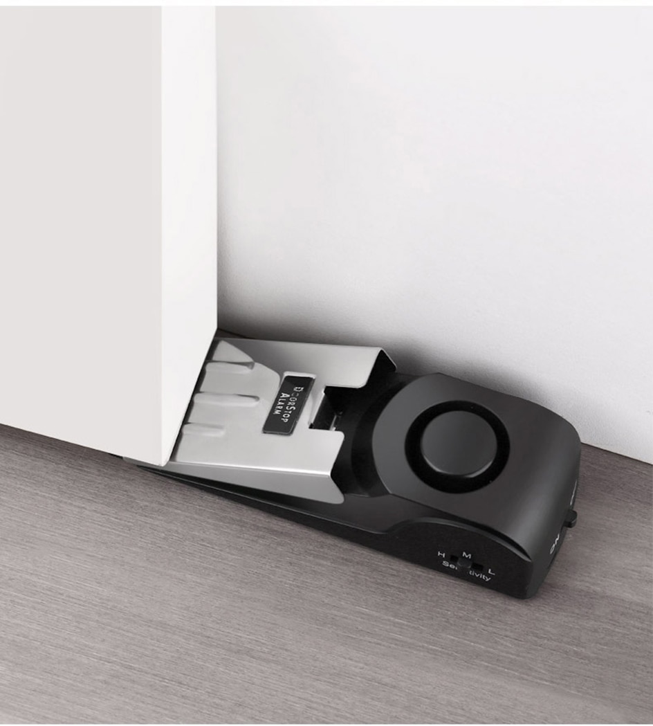 Alarm Vibration Sensor Door Stopper Portable 120dB Security Wedge with Adjustable Sensitivity for Home, Dormitory, and Traveling