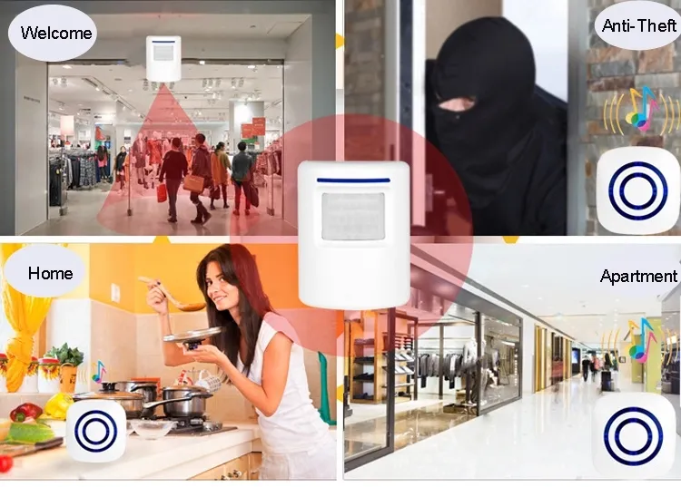 Wireless Driveway Alert System with Alarm Vibration Sensor Motion Sensor for Home Security and Smart Doorbell Receiver
