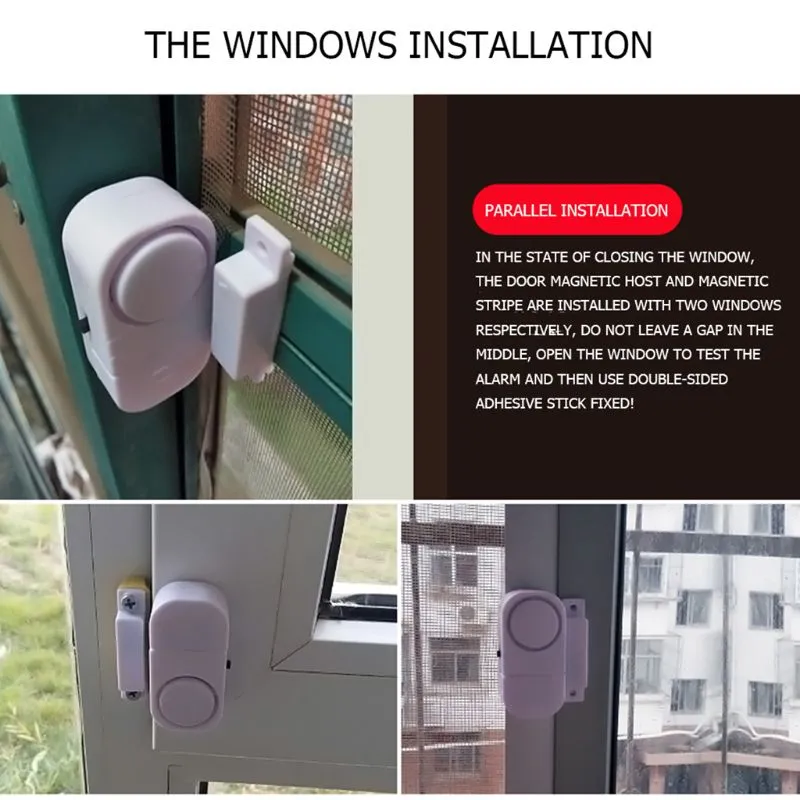 Door And Window Sensor Wireless Magnetic Sensor Security Alarm System for Doors and Windows