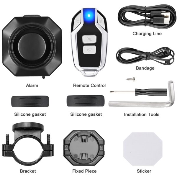 Bike Alarm Wireless Waterproof Security System for Bicycles, Motorcycles, Scooters - Anti-Theft Protection with Vibration Detection - Image 5