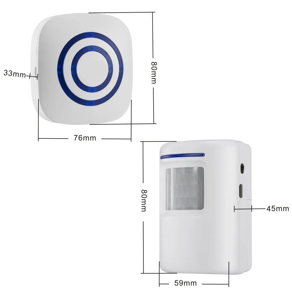 Wireless Driveway Alert System with Alarm Vibration Sensor Motion Sensor for Home Security and Smart Doorbell Receiver