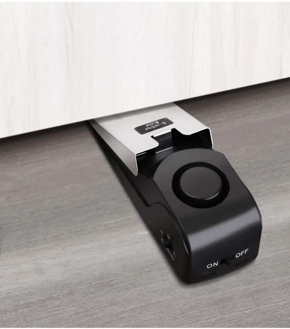 Alarm Vibration Sensor Door Stopper Portable 120dB Security Wedge with Adjustable Sensitivity for Home, Dormitory, and Traveling