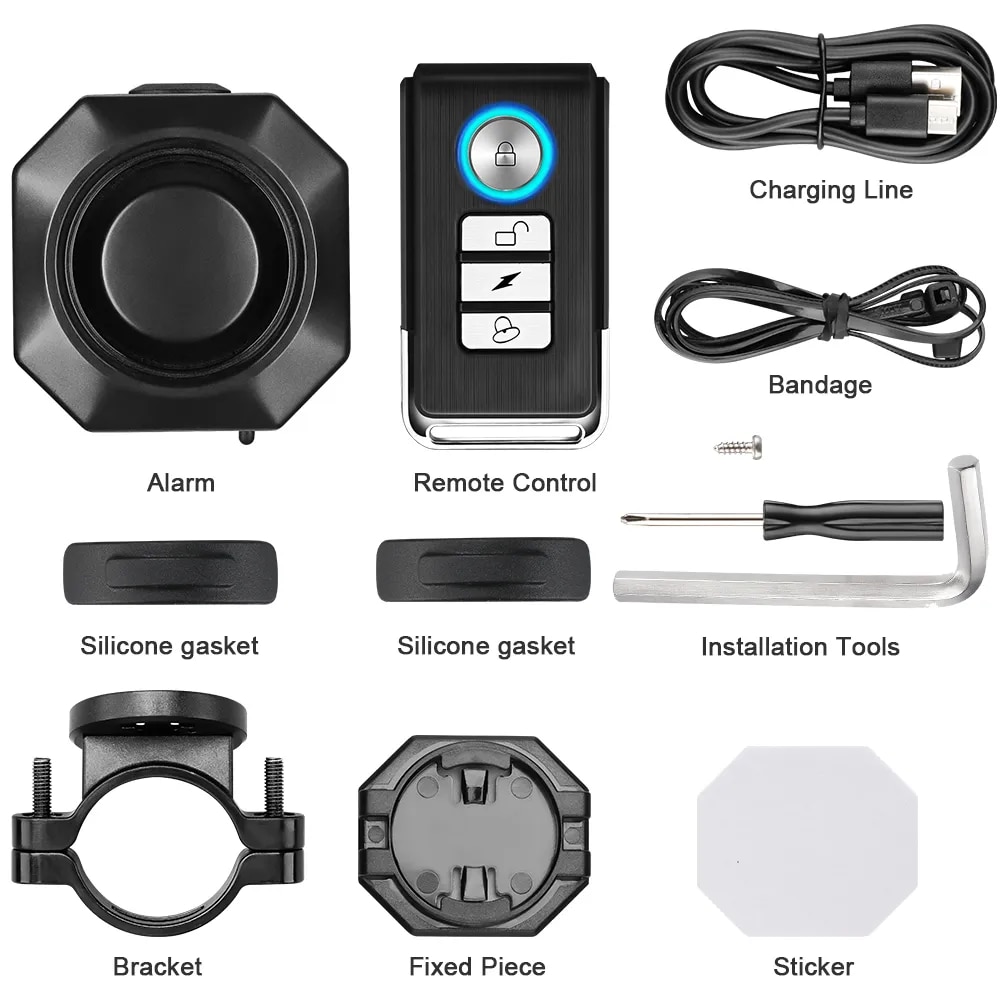 Bike Alarm Wireless Waterproof Security System for Bicycles, Motorcycles, Scooters - Anti-Theft Protection with Vibration Detection