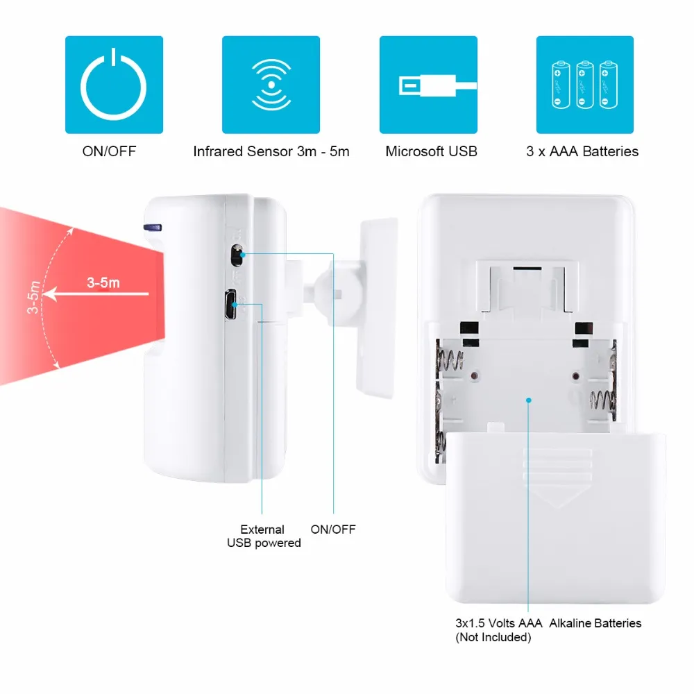 Wireless Driveway Alert System with Alarm Vibration Sensor Motion Sensor for Home Security and Smart Doorbell Receiver