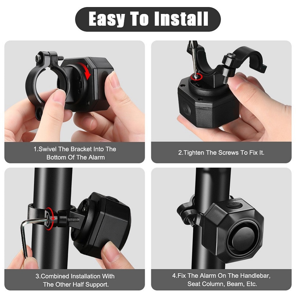 Bike Alarm Wireless Waterproof Security System for Bicycles, Motorcycles, Scooters - Anti-Theft Protection with Vibration Detection