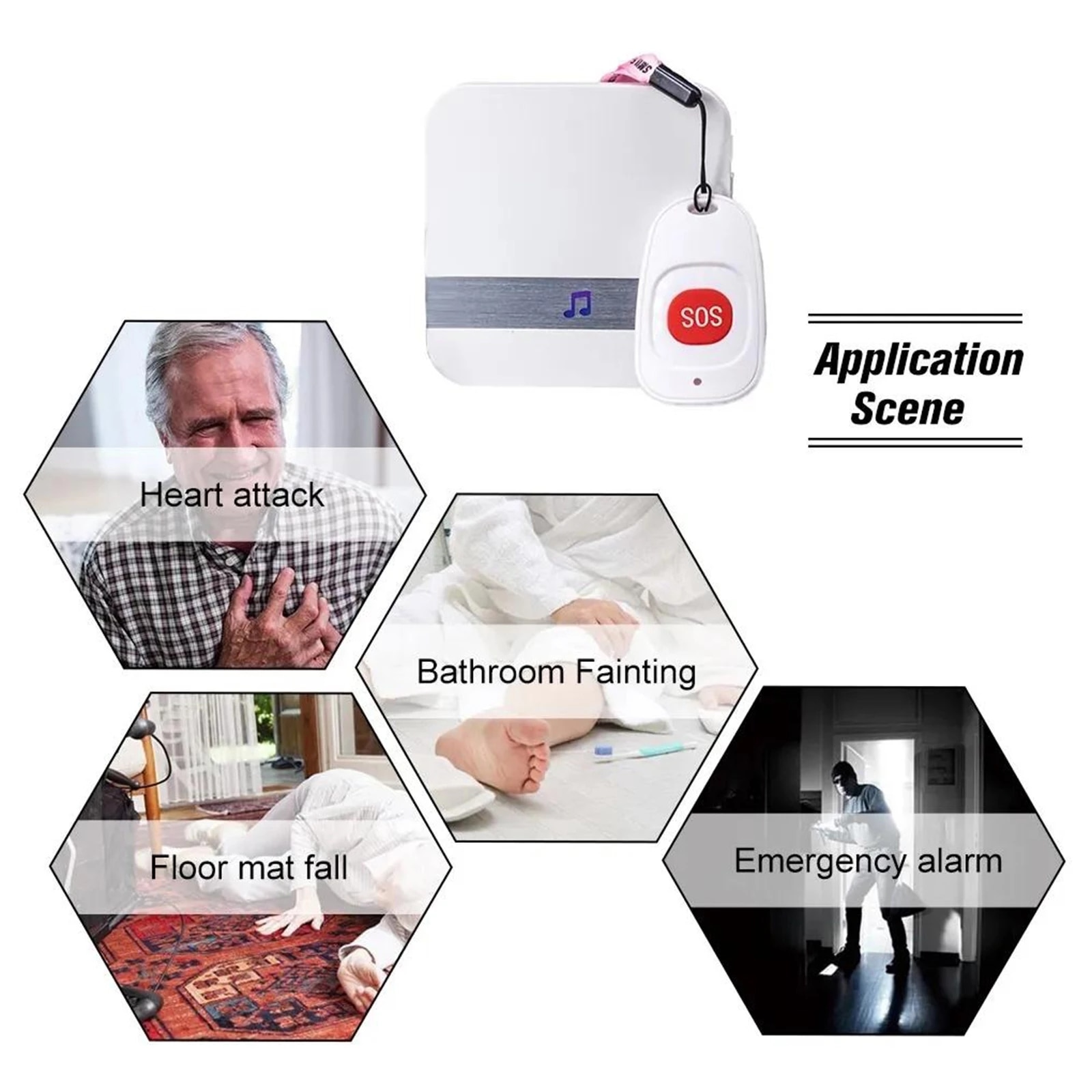 Wireless Smart Home Pager Doorbell with Emergency SOS Button and Remote Lanyard Nurse Alert System