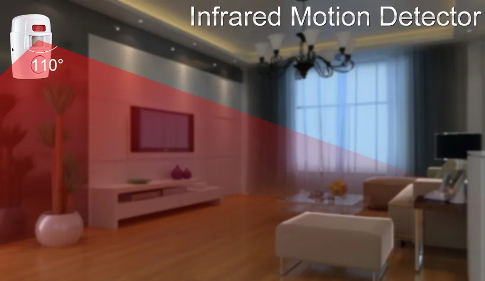 Infrared PIR Alarm System with Alarm Vibration Sensor 2 Wireless Home Security Remote Controls, Motion Detector, and 105dB Siren