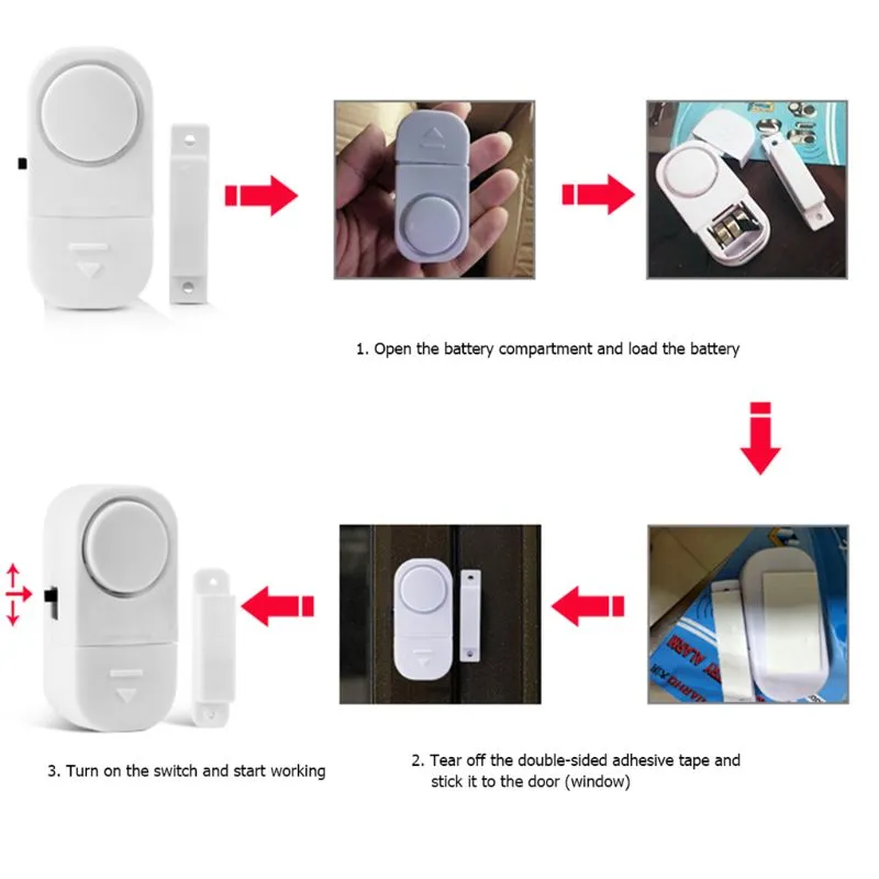 Door And Window Sensor Wireless Magnetic Sensor Security Alarm System for Doors and Windows