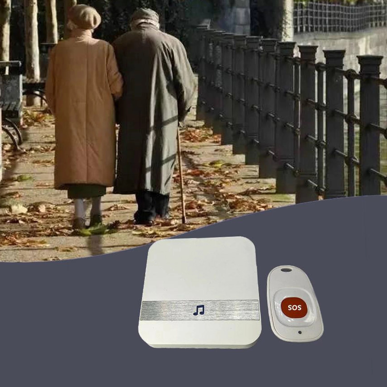 Wireless Smart Home Pager Doorbell with Emergency SOS Button and Remote Lanyard Nurse Alert System