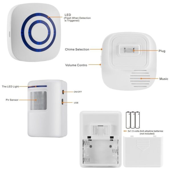 Wireless Driveway Alert System with Alarm Vibration Sensor Motion Sensor for Home Security and Smart Doorbell Receiver - Image 5