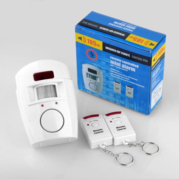 Infrared PIR Alarm System with Alarm Vibration Sensor 2 Wireless Home Security Remote Controls, Motion Detector, and 105dB Siren - Image 2