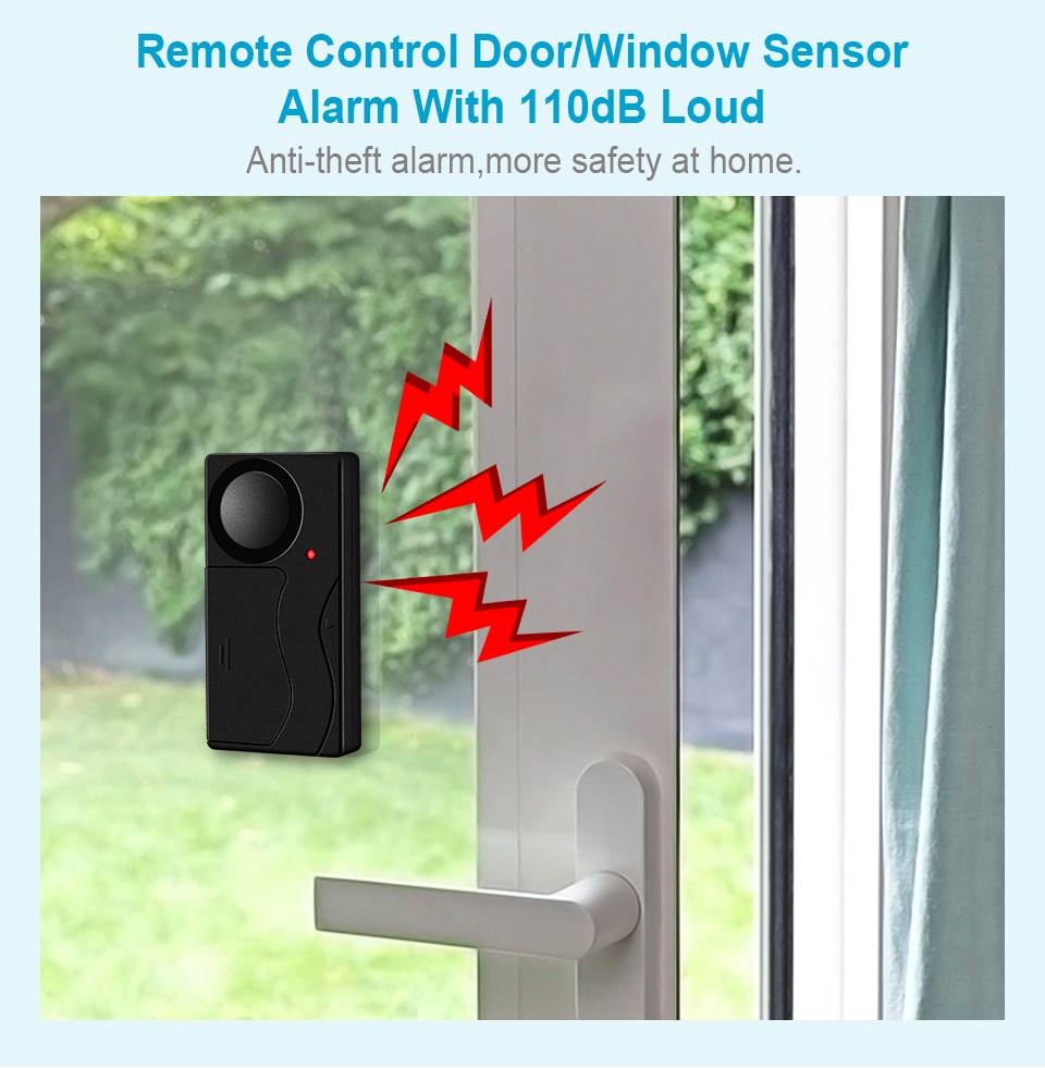 Home Security with a 110dB Loud Remote- Controlled Door /Bike /Window Sensor Alarm for Anti-Theft Protection Bike Alarm 