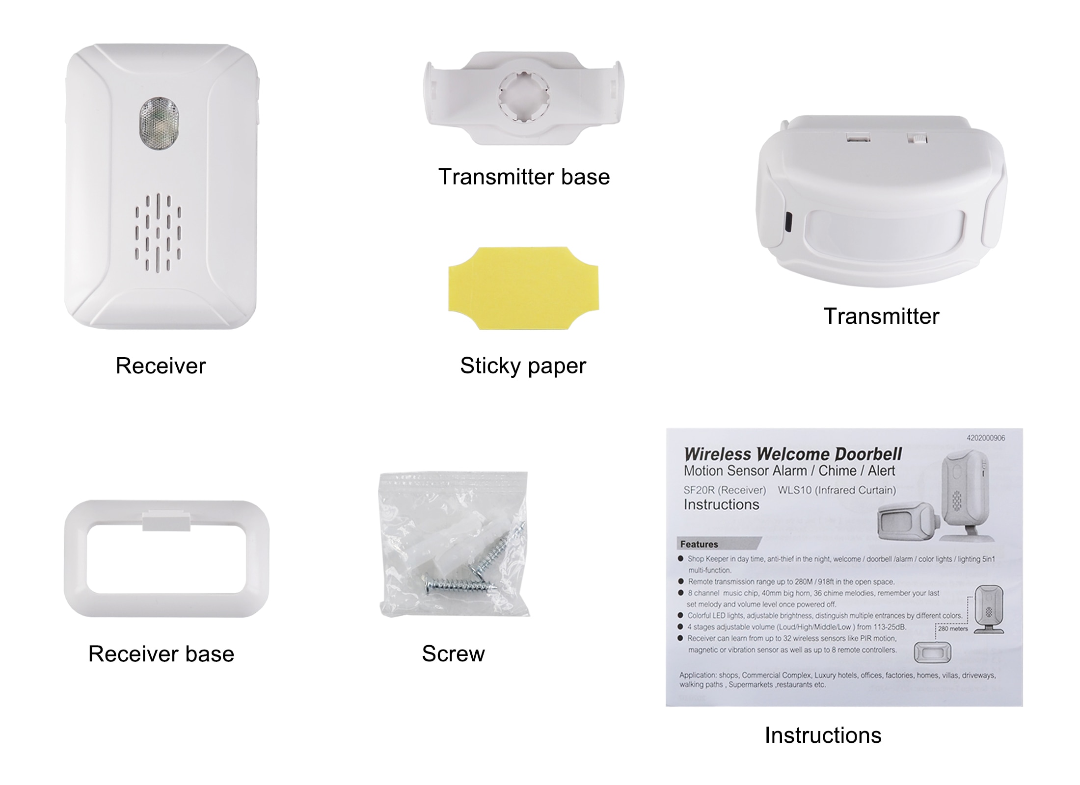 Wireless Entry Alert System with Alarm Vibration Sensor: 36 Ringtones for Shop, Store, and Home Security Infrared PIR Motion Sensor Detector Bell