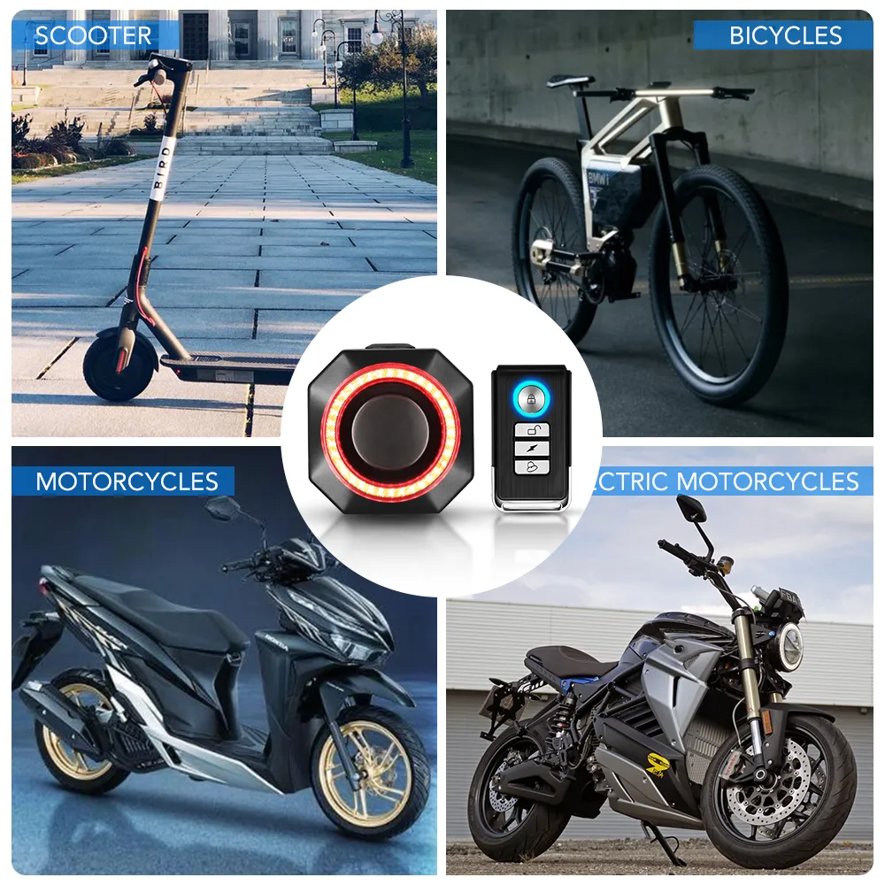 Bike Alarm Wireless Waterproof Security System for Bicycles, Motorcycles, Scooters - Anti-Theft Protection with Vibration Detection