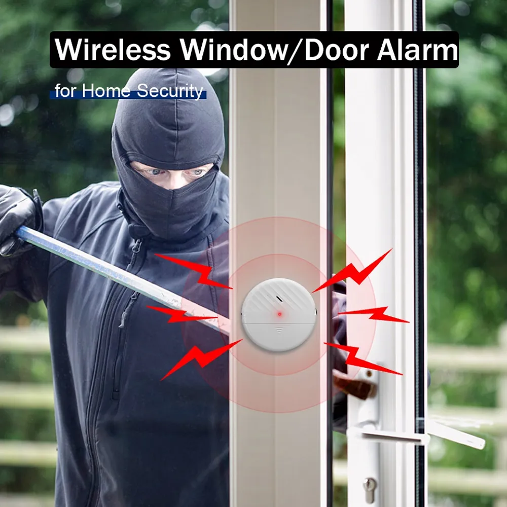 Glass Break Alarm 125dB Vibration Detector for Door and Window Security, Anti-Theft Warning