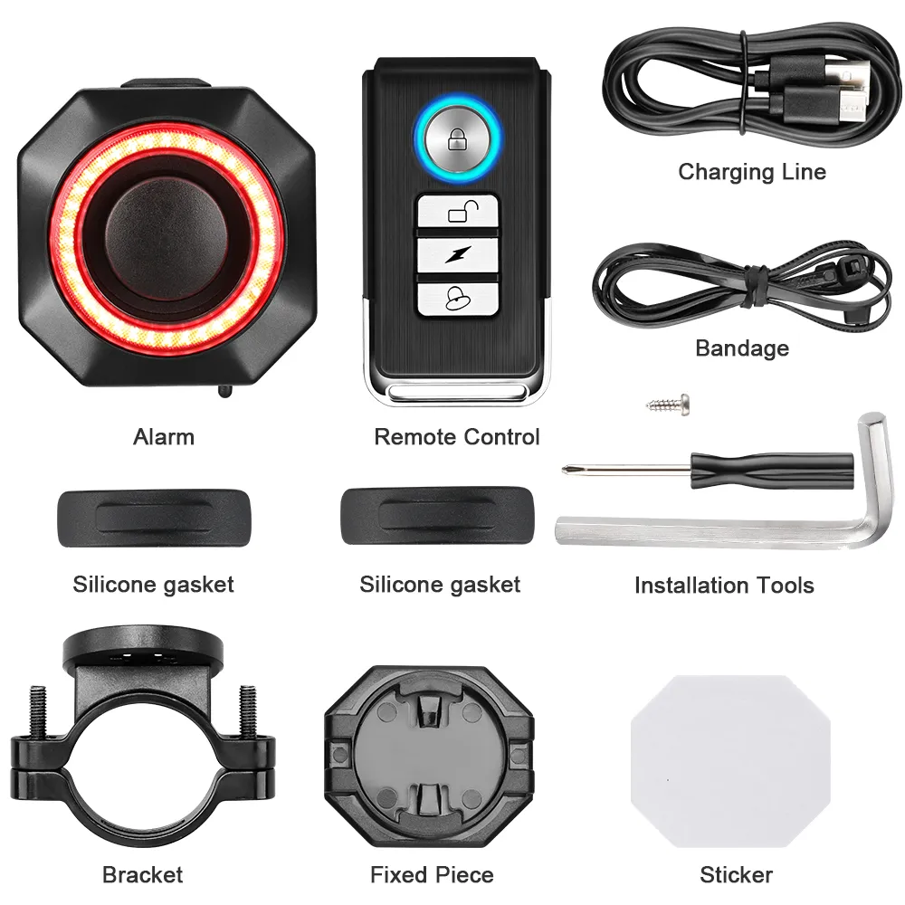 Bike Alarm Wireless Waterproof Security System for Bicycles, Motorcycles, Scooters - Anti-Theft Protection with Vibration Detection