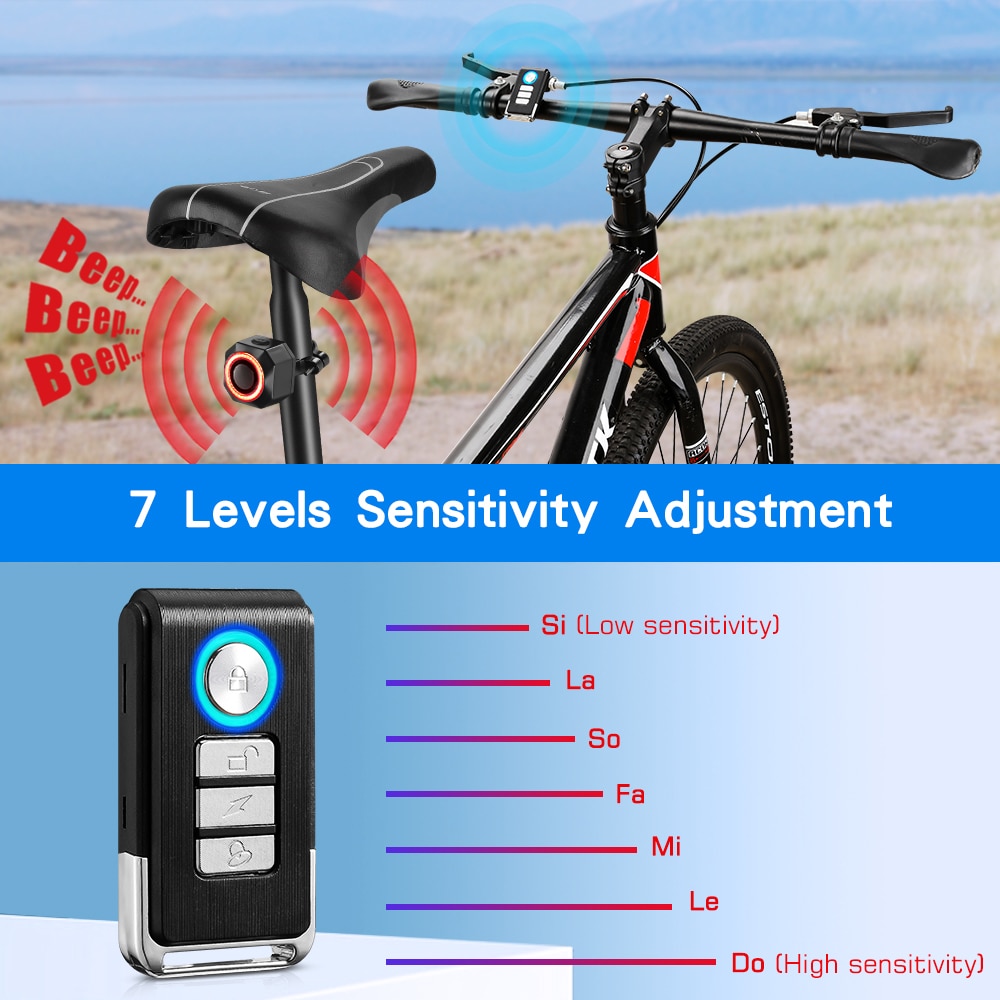 Bike Alarm Wireless Waterproof Security System for Bicycles, Motorcycles, Scooters - Anti-Theft Protection with Vibration Detection