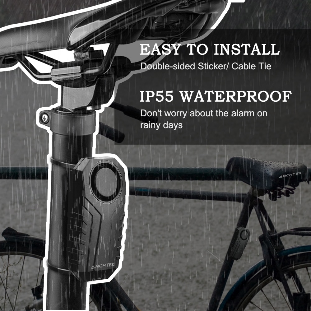 Bike Alarm Waterproof Wireless Remote Control Bicycle Security Alarm - 113dB Anti-Theft Protection for Motorcycles and Electric Cars
