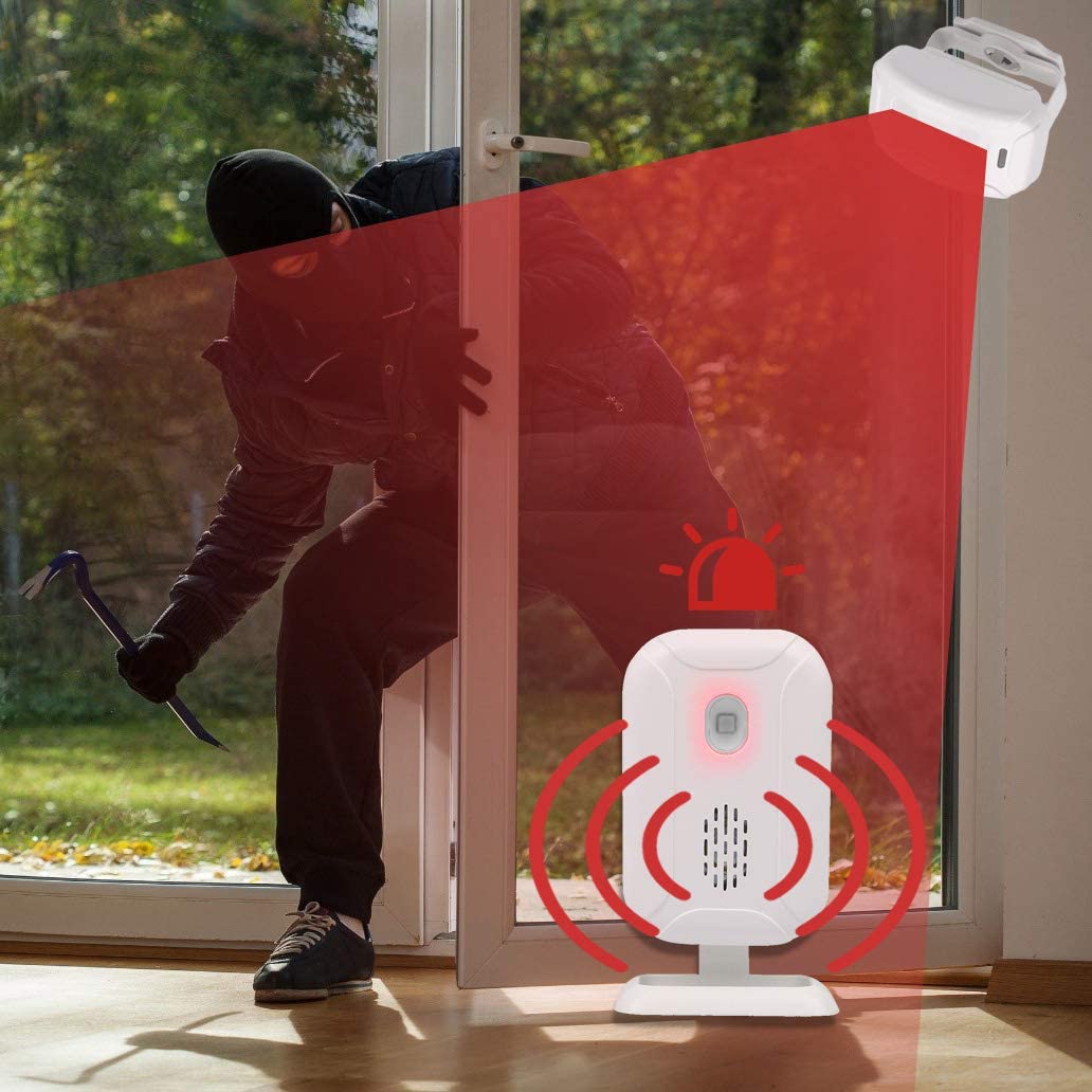 Wireless Entry Alert System with Alarm Vibration Sensor: 36 Ringtones for Shop, Store, and Home Security Infrared PIR Motion Sensor Detector Bell