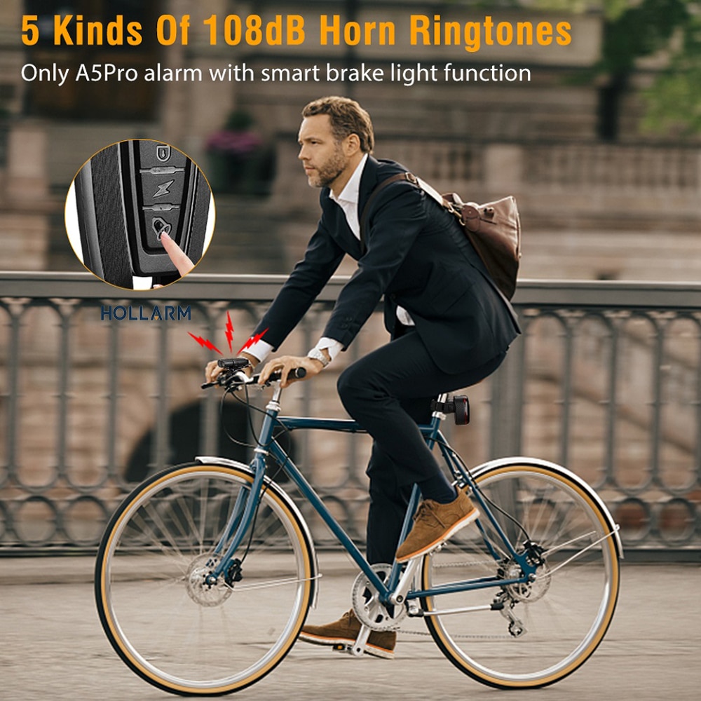 Smart Bicycle Taillight with Anti-Theft Alarm, USB Charging, Auto Brake Sensing, Remote Control, and Waterproof Design Bike Alarm