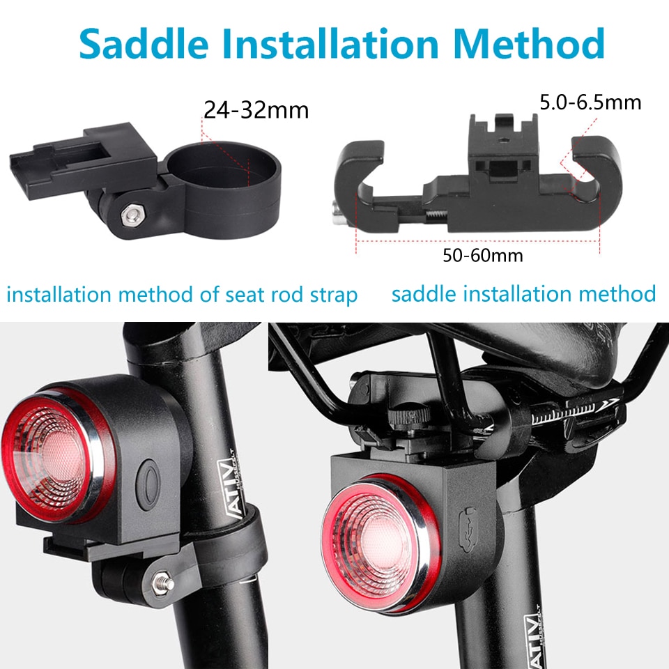 Bike Alarm A8Pro Wireless Remote Control Rear Brake Sensing Light with USB Charging and Horn Function