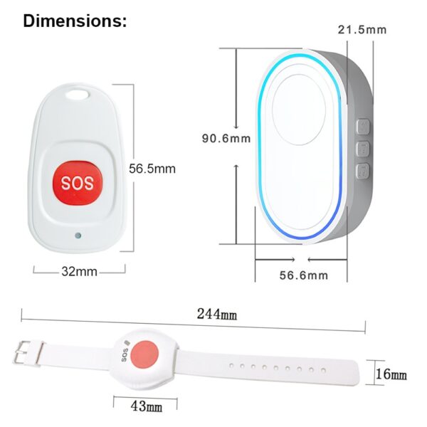 Wireless Elderly Panic Alarm with SOS Button, Caregiver Pager, and 433MHz Watch Call for Senior Care Nurse Alert System - Image 6