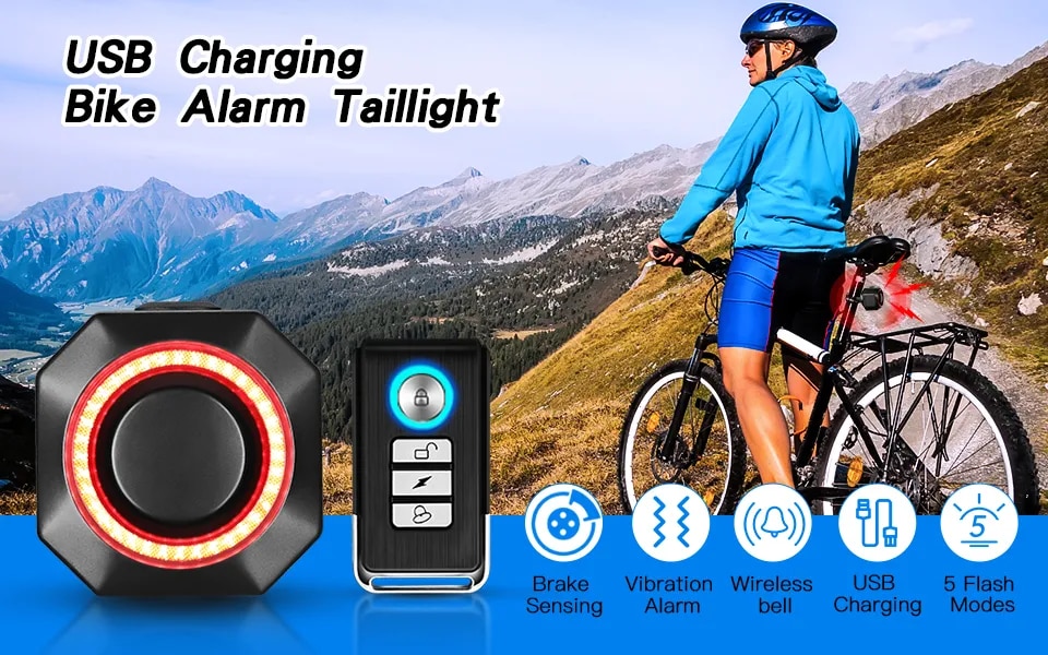 Bike Alarm Wireless Waterproof Security System for Bicycles, Motorcycles, Scooters - Anti-Theft Protection with Vibration Detection