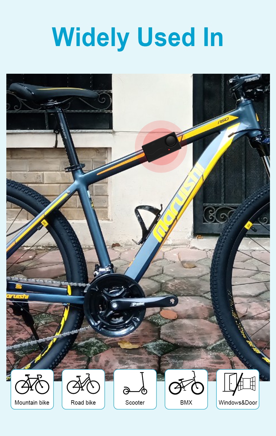 Home Security with a 110dB Loud Remote- Controlled Door /Bike /Window Sensor Alarm for Anti-Theft Protection Bike Alarm 