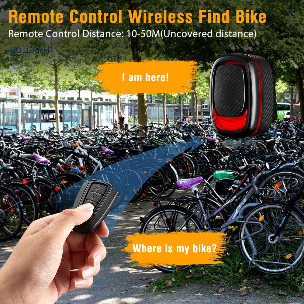 Smart Bicycle Taillight with Anti-Theft Alarm, USB Charging, Auto Brake Sensing, Remote Control, and Waterproof Design Bike Alarm