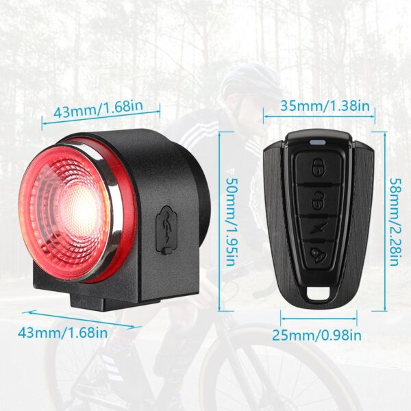 Bike Alarm A8Pro Wireless Remote Control Rear Brake Sensing Light with USB Charging and Horn Function