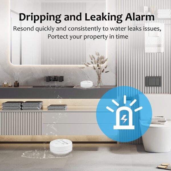 3pcs Water Leakage Sensor Alarm Detector Set with 90dB Voice Alarm Safeguard Your Home from Water Damage - Image 2