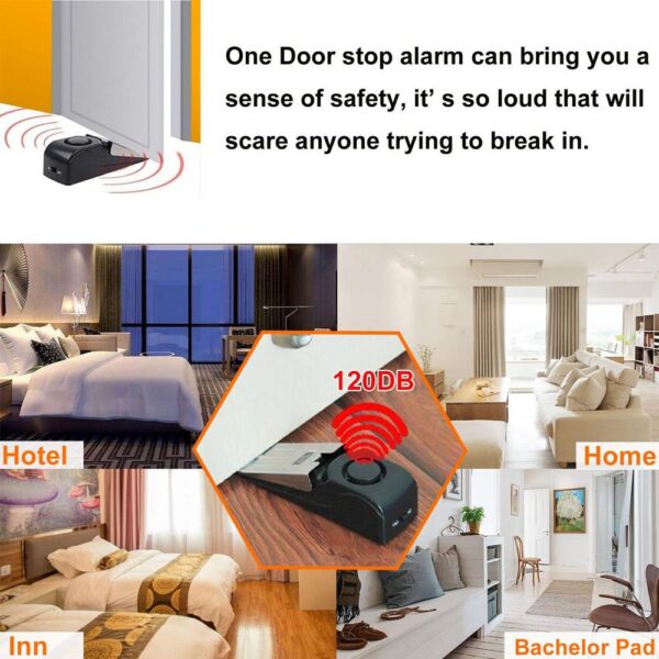 Alarm Vibration Sensor Door Stopper Portable 120dB Security Wedge with Adjustable Sensitivity for Home, Dormitory, and Traveling - Image 5