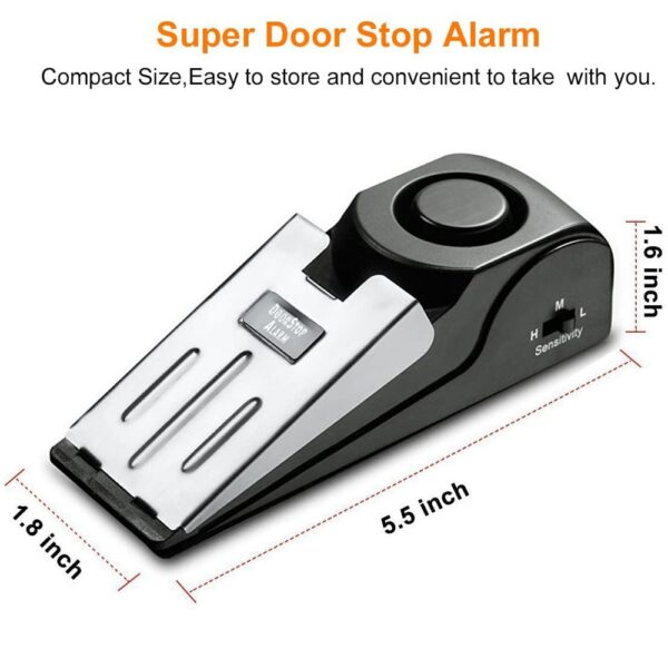 Alarm Vibration Sensor Door Stopper Portable 120dB Security Wedge with Adjustable Sensitivity for Home, Dormitory, and Traveling - Image 4
