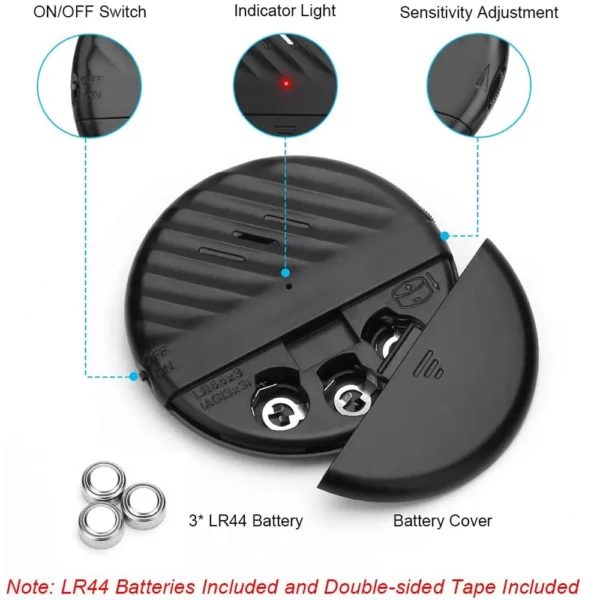 Glass Break Alarm 125dB Vibration Detector for Door and Window Security, Anti-Theft Warning - Image 2