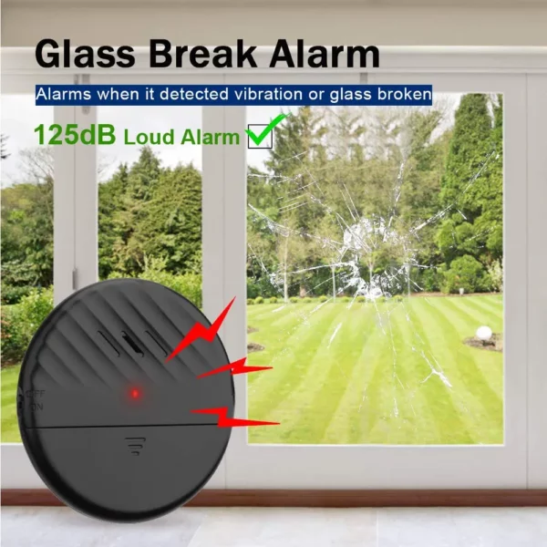 Glass Break Alarm 125dB Vibration Detector for Door and Window Security, Anti-Theft Warning - Image 3
