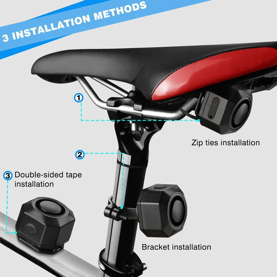 Wireless Vibration Alarm with USB Charging, Remote Control, and Burglar Detection for Motorcycles and Bicycles