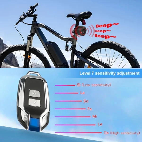Wireless, Waterproof Bike Alarm with USB Charging - Safeguard Your Bicycle, Electric Motorcycle, or Scooter from Theft - Image 5