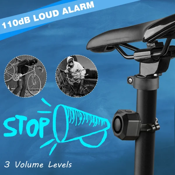 Wireless Vibration Alarm with USB Charging, Remote Control, and Burglar Detection for Motorcycles and Bicycles - Image 2